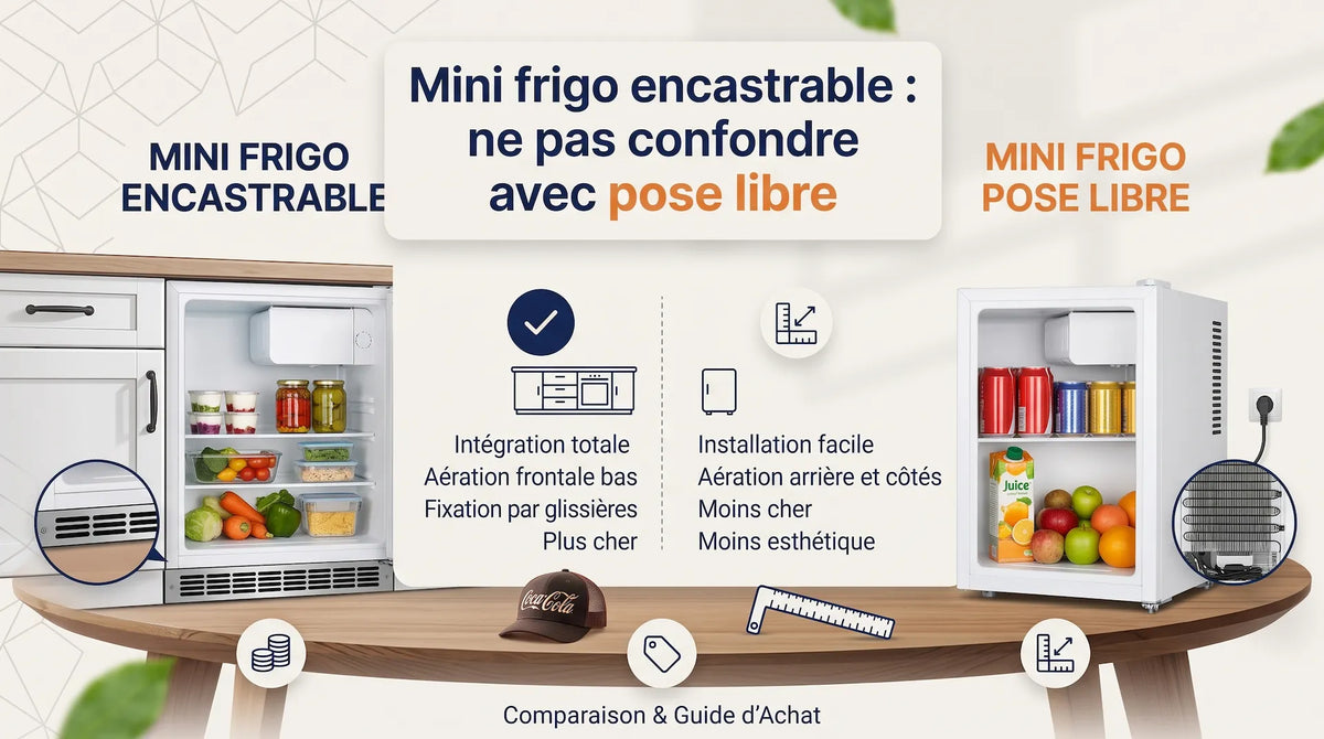 Mini frigo encastrable : ne pas confondre avec pose libre Image