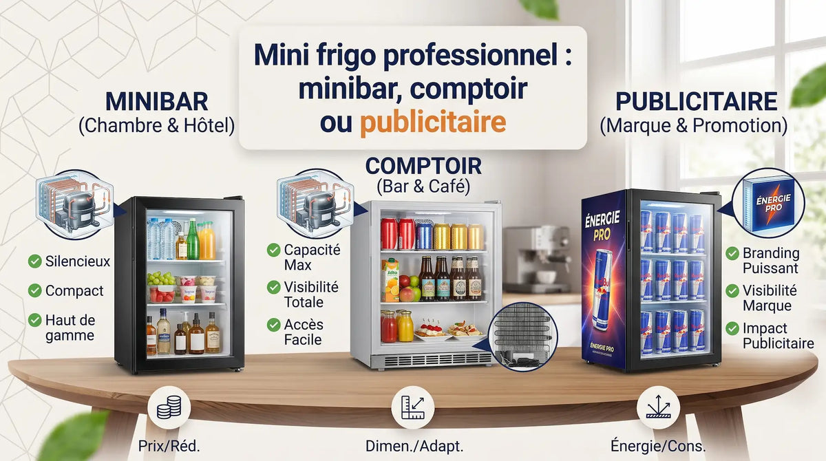 Mini frigo professionnel : minibar, comptoir ou publicitaire Image