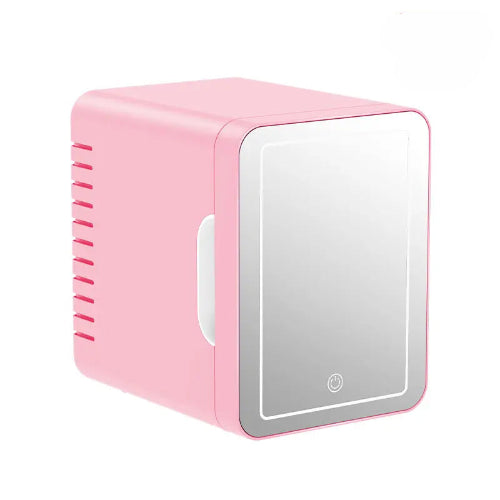 Mini Frigo 4 L Chaud-Froid avec Miroir LED Rose vue latérale gauche