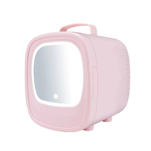 Mini Frigo 6 L Chaud-Froid avec Miroir LED Rose vue latérale droite